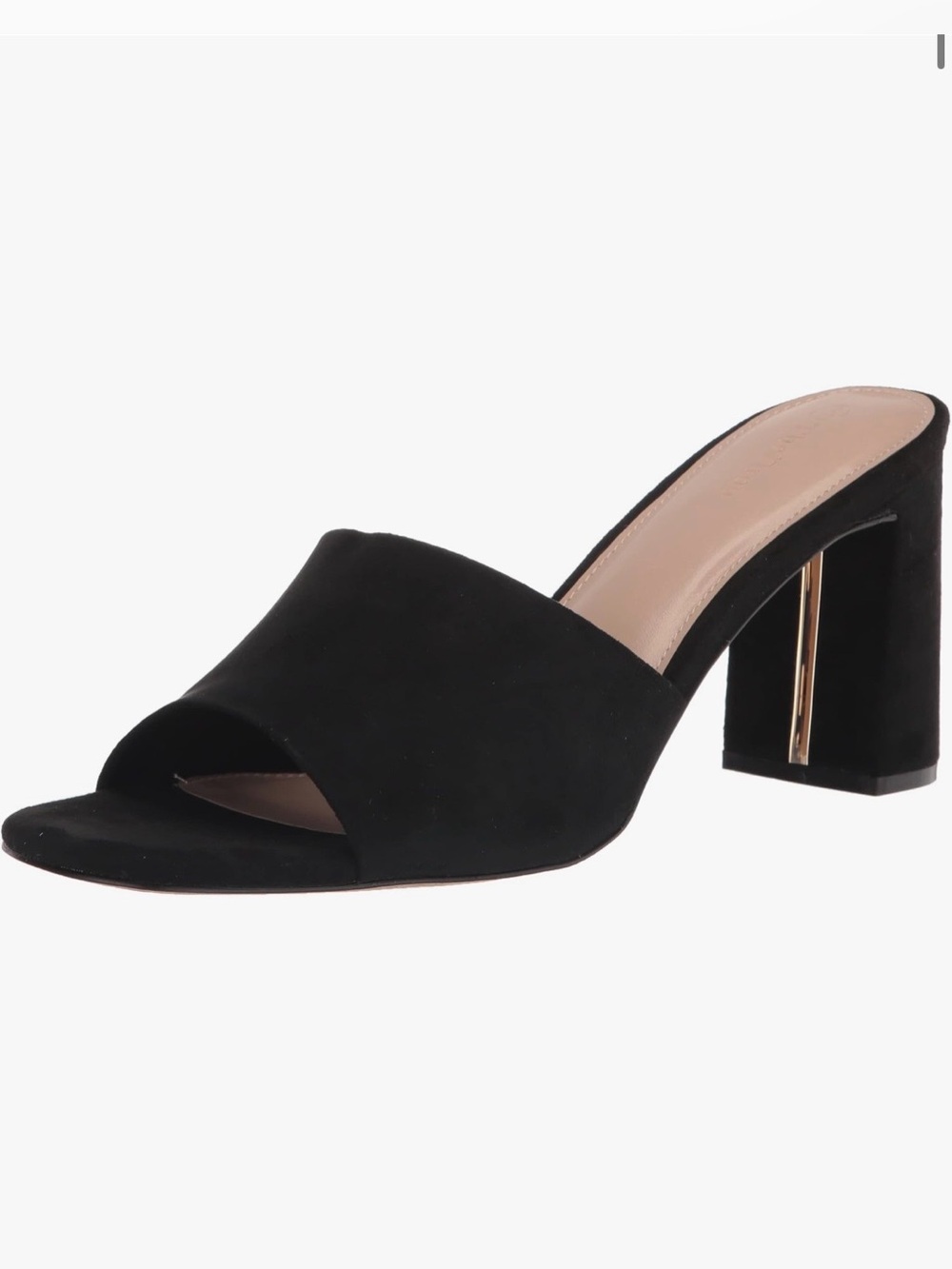 Black Suede Open-Toe Block Heel Slide Sandals